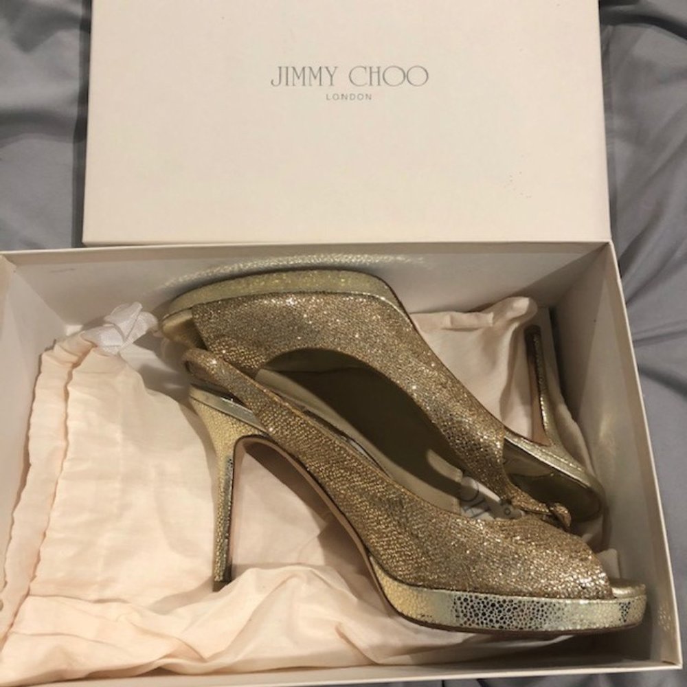 Jimmy Choo Glitter Sling Pumps
